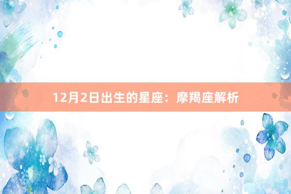 12月2日出生的星座：摩羯座解析